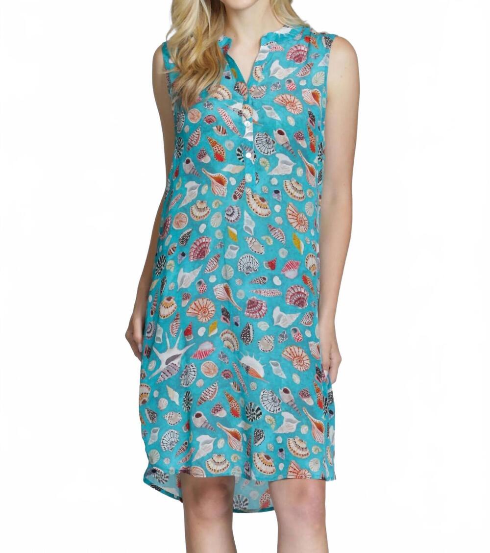 NEW APNY sleeveless seashell mini dress in turquoise